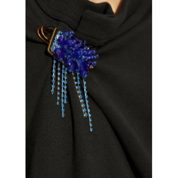 Dries Van Noten BLACK Sweatshirt with Detacheble Beaded Brooch M - Picture 4 of 9